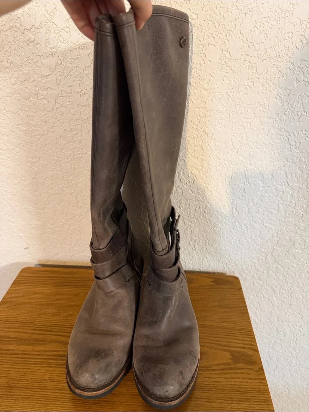 Over-the-Knee Buckle Riding Boots in Dark Brown